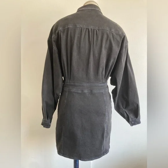 Free People Washed Black Denim Utility Jacket Dress - Picture 2 of 7